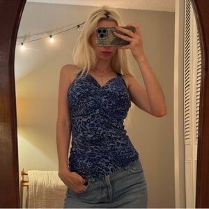 Stylish Blue Leopard Print Camisole